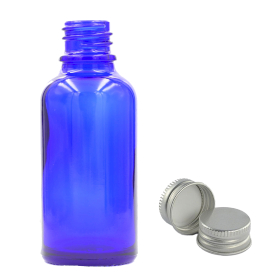 70x Bouteille Compte-gouttes en Verre Bleu de 100ml avec Bouchon en Aluminium