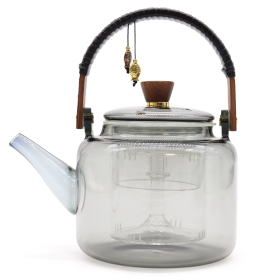 Théière à Infusion en Verre - Théière en verre avec système de chauffe à la vapeur - Charbon - 1000 ml