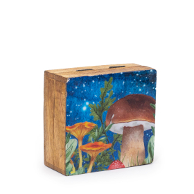 Petite Boîte Carrée Émaillée 10x10x4.2cm - Design Champignon Sarcelle