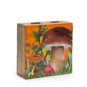 Boîte Carrée Med 13,5x13,5x6cm - Design Champignon Marron