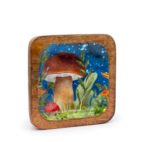 Grand Vide-Poches Carré 15x15x2.5cm - Motif Champignon Sarcelle