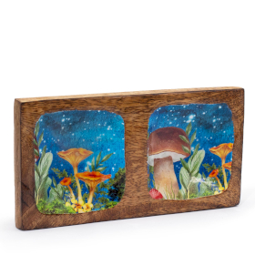 Vide-Poches Double 20x10x2,5 cm - Motif Champignon Bleu Sarcelle