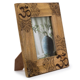 Cadre Photo Lrg en Bois de Manguier (pour 13x18cm) 28x23x2c - Mandala - Noir