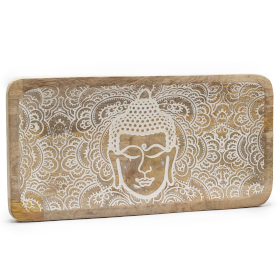 Plateau Long 30x15x2.5cm - Visage de Bouddha Blanchi