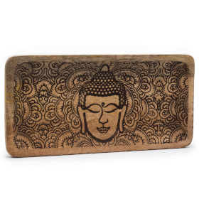 Plateau Long 30x15x2.5cm - Visage de Bouddha Noir Gravé