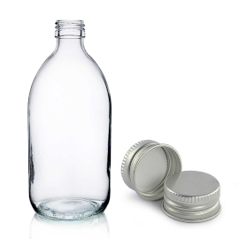 30x Bouteille en Verre Médicinale Transparente de 500 ml  avec Bouchon en Aluminium