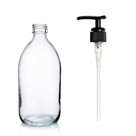 42x Bouteille en Verre Médicinale Transparente de 150 ml avec Pompe en Plastique Noir