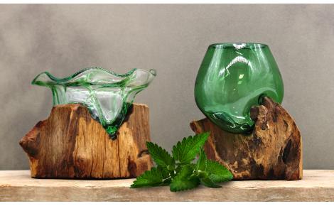 Décoration en verre sur bois